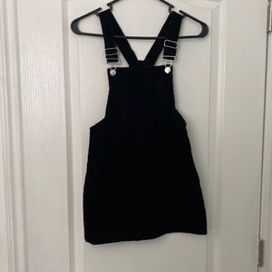 Girls black corduroy overall dress